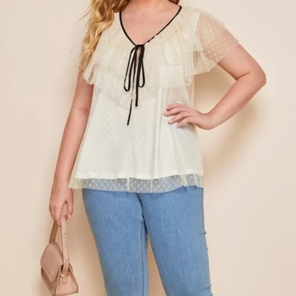 Frilly Polka Dot Lace Blouse - Picture 2 of 4